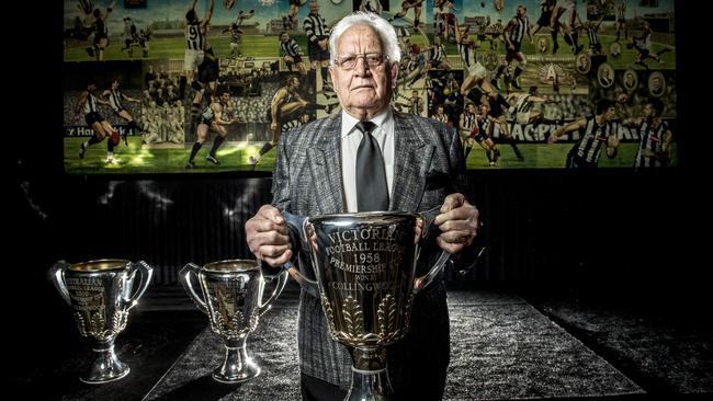 Collingwood premiership captain Murray Weideman with the premiership cup. Picture: Jason Edwards