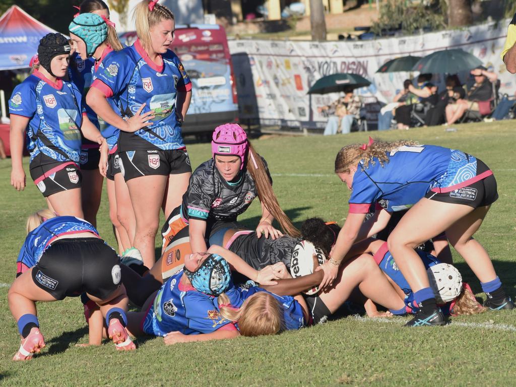 Rocky Junior League grand finals, under-17 girls, Rockhampton Tigers versus Norths, Rugby Park, on June 8, 2024.