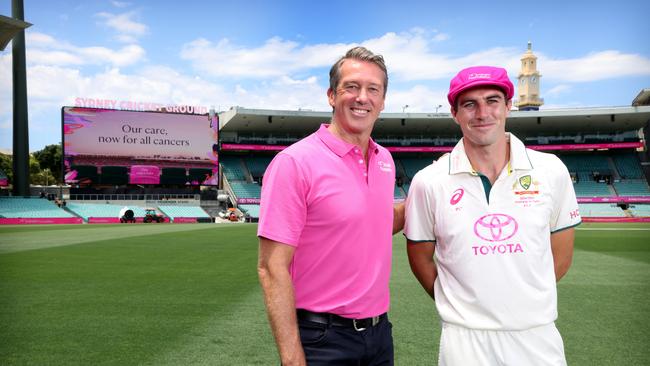 The McGrath Foundation founder Glenn McGrath and Australian cricket captain Pat Cummins at the 2025 Pink Test in Sydney. Picture credit: Chris Pavlich for The McGrath Foundation