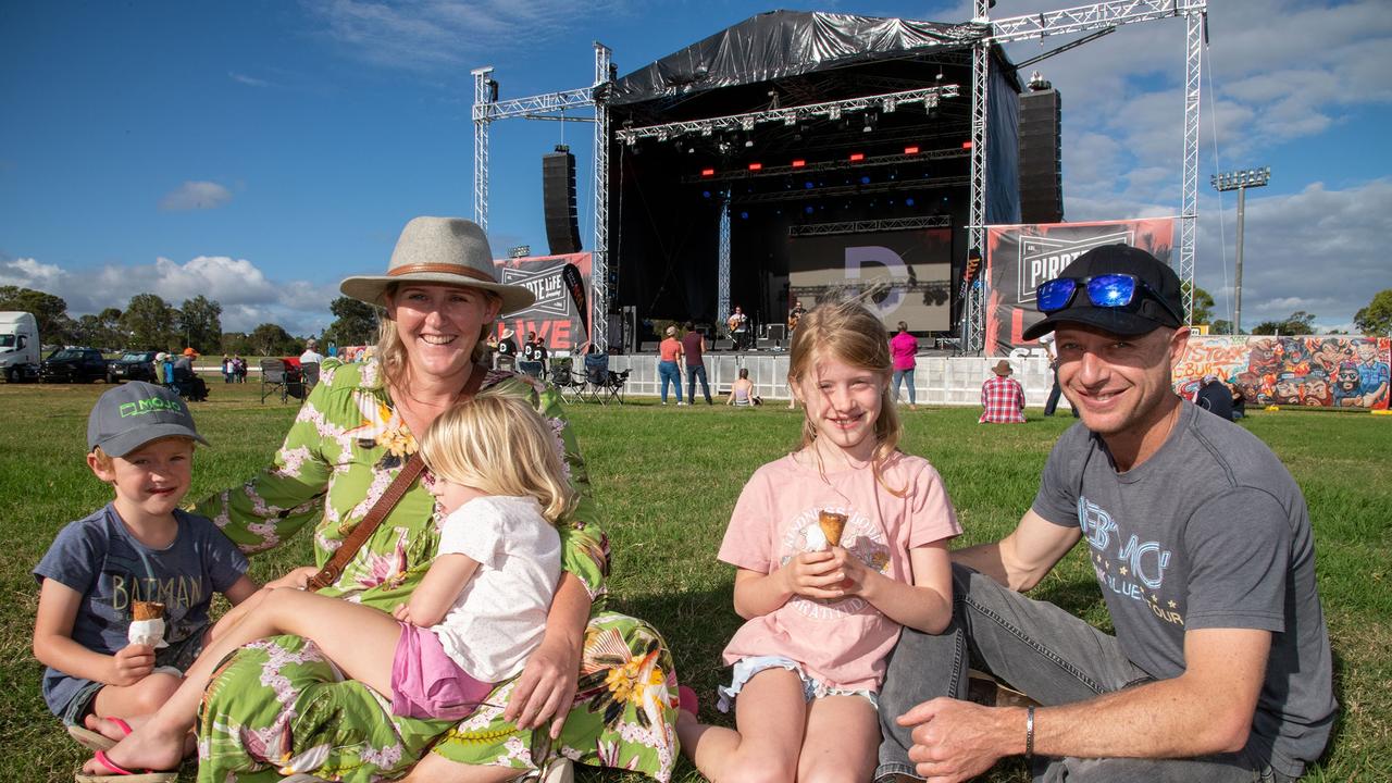 Jed, Jacque, Evie, Livvy and Jared Bruggemann. Meatstock Festival at the Toowoomba show grounds. April 2022