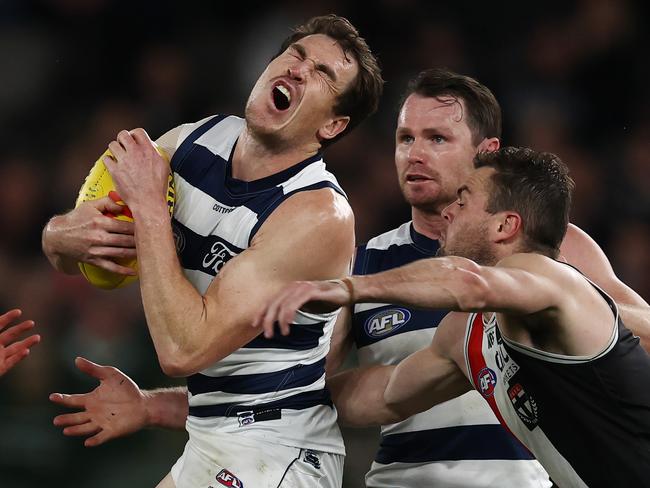 Jeremy Cameron had little impact in the loss to St Kilda. Picture: Michael Klein.