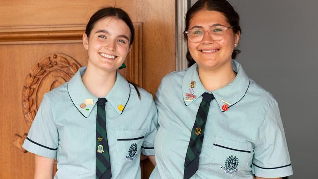 Clayfield College captains Kate Jardine and Abi Carr. Picture: Contributed