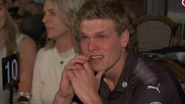 Ben Hobbs was emotional when he was picked by Essendon.