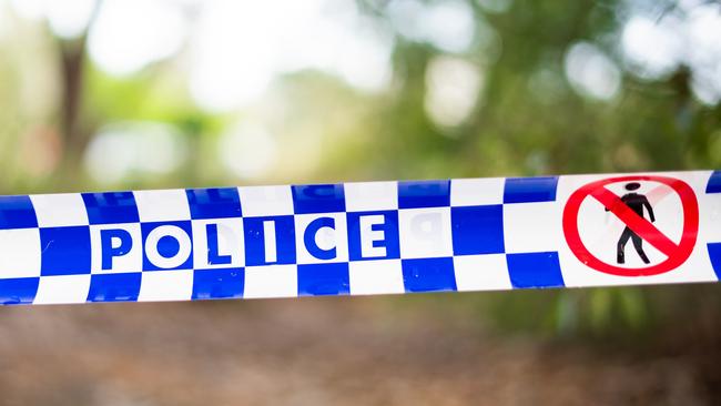 Police tape at the entrance to Shearer Park in Lansvale where 3 people tragically drowned on Saturday.Photo: Tom Parrish