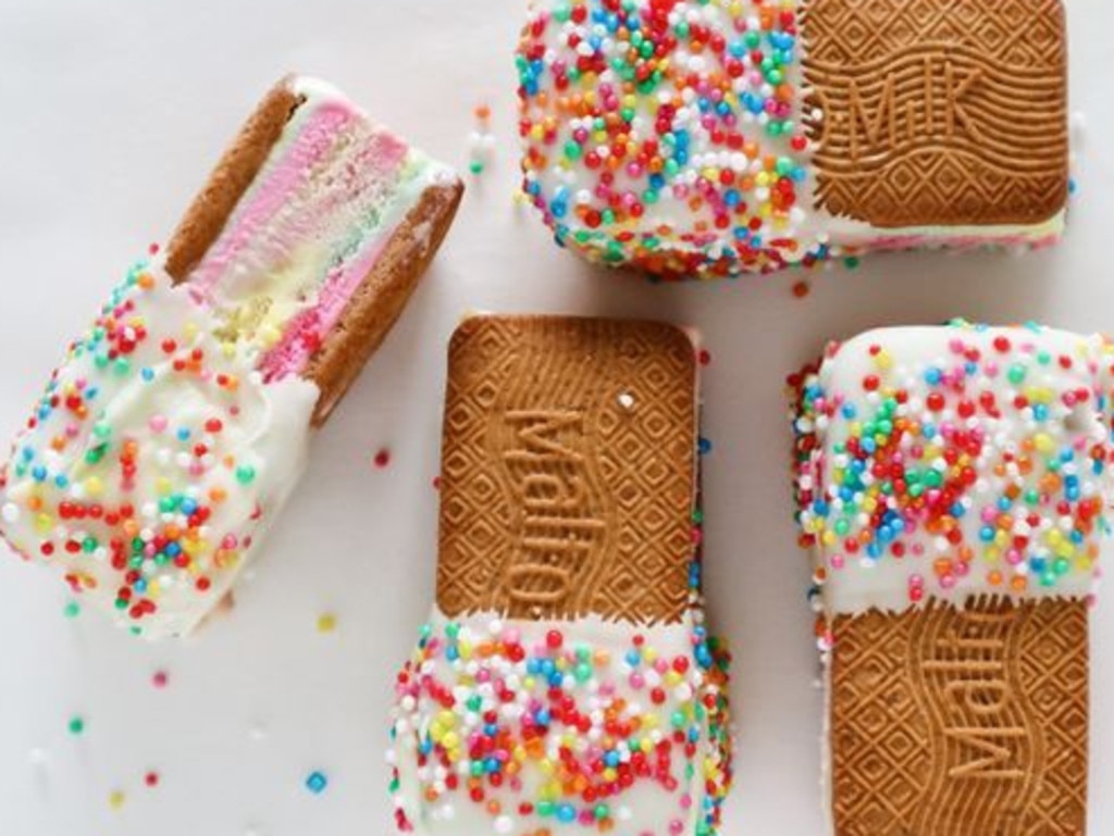 Fairy bread ice-cream bars.