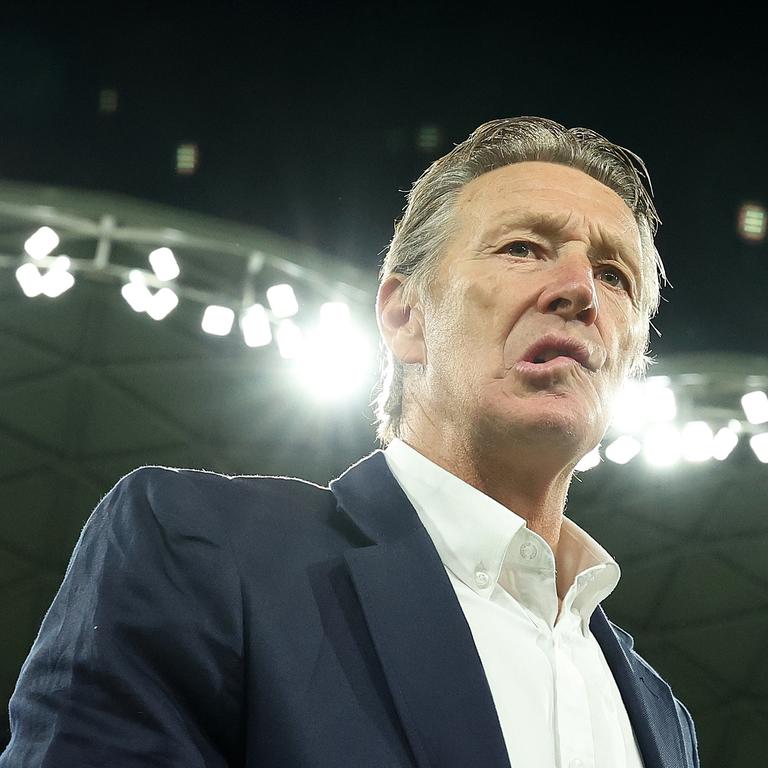 Storm coach Craig Bellamy was not impressed with suggestions he walked out of the coach’s box before full-time. Picture: Robert Cianflone/Getty Images