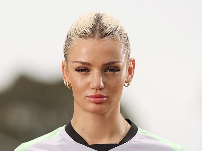 CANBERRA, AUSTRALIA - OCTOBER 23: Majaj Markovski poses during the Canberra United A-League Women's Season Launch Media Opportunity at McKellar Park on October 23, 2024 in Canberra, Australia. (Photo by Mark Metcalfe/Getty Images for A-Leagues)