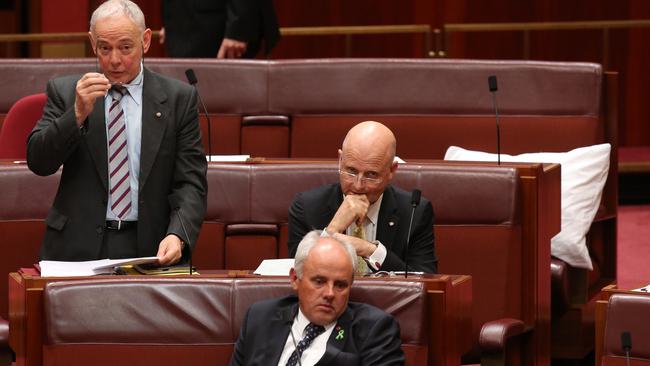 Bob Day speaks in the Senate. Picture: Kym Smith