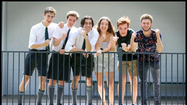 The Gap State High School’s Darcy Spurway, 16, Levi Hockey, 16, Campbell McFadden, 17, Sophie Watson, 17, Zach Thomas, 16, Tariq Soliman, 16. Picture: Jamie Hanson