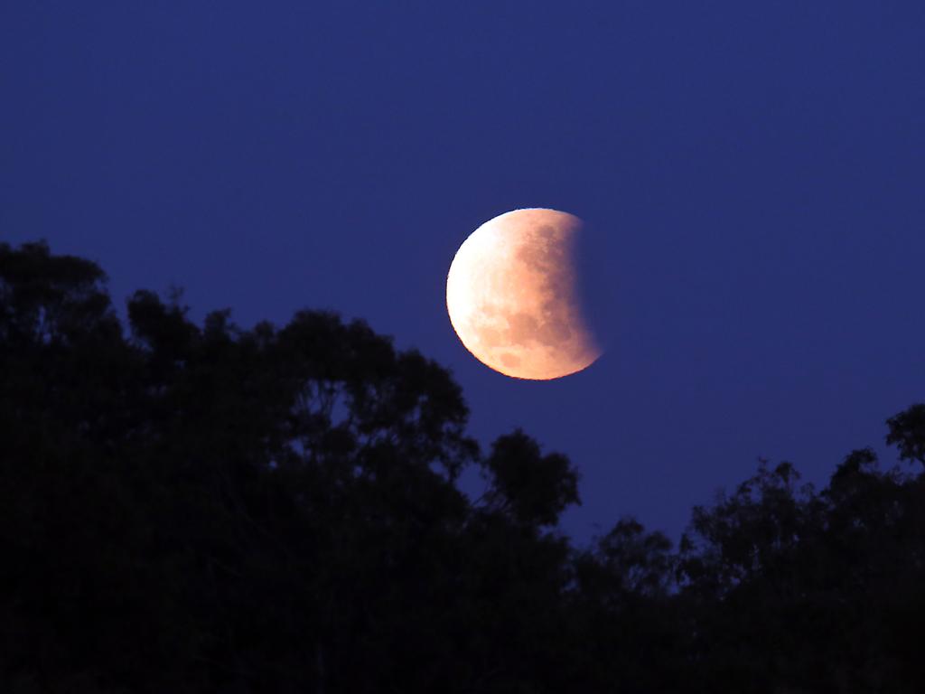 A Luna Eclipse happened this morning as it set in the west from Hope Island. 17th July 2019 Gold Coast AAP Image/Richard Gosling