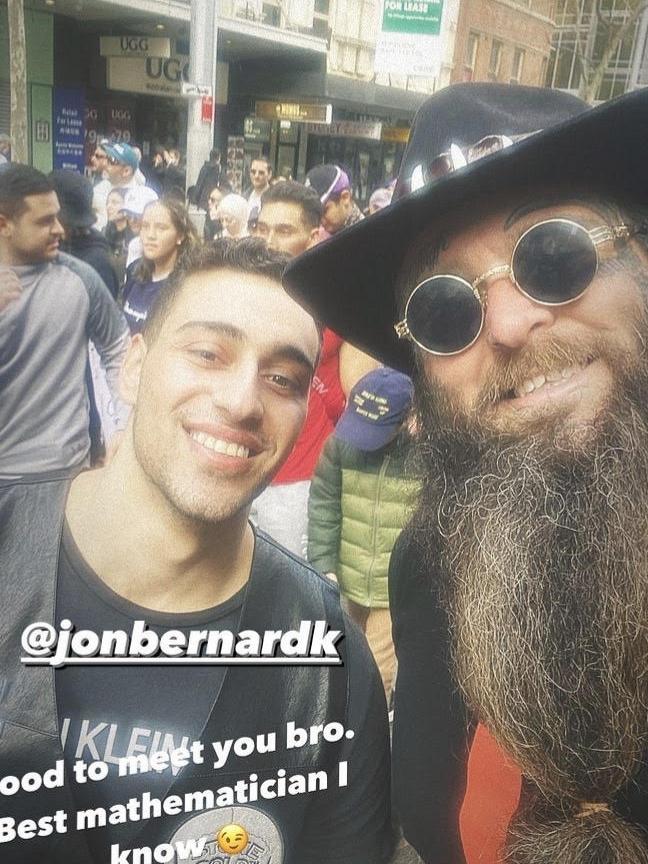 Wyoming gym owner Rhyss Keane poses with TikToker Jon-Bernard Kairouz at the rally.