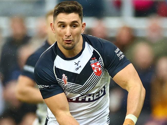 NEWCASTLE UPON TYNE, ENGLAND - OCTOBER 15: Victor Radley of England during Rugby League World Cup 2021 Pool A match between England and Samoa at St. James Park on October 15, 2022 in Newcastle upon Tyne, England. (Photo by Michael Steele/Getty Images)