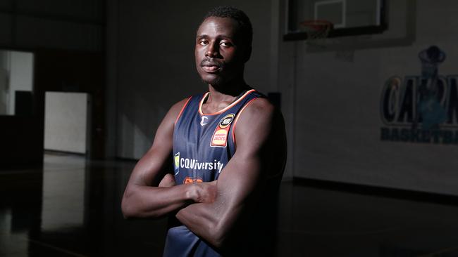 New Cairns Taipans recruit Bul Kuol has attended his first training session at the Cairns Basketball Centre after spending the past two weeks in hotel quarantine. Picture: Brendan Radke