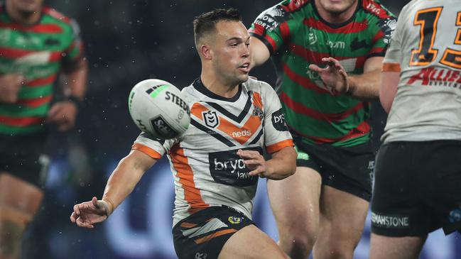 The Tigers are set to axe halfback Luke Brooks for their return to Leichhardt Oval against the Broncos. Picture: Brett Costello.