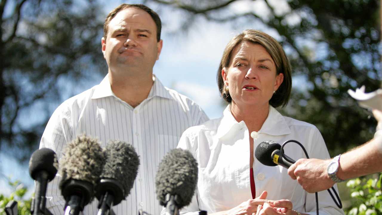 PREMIER Anna Bligh and Minister for Natural Resources and Water, Craig Wallace in 2008 delivering a promise that a new 30-year lease granted to SEQ Caloundra Properties Pty Ltd would  be conditioned to ensure it could not be converted to freehold. Picture: Brett Wortman