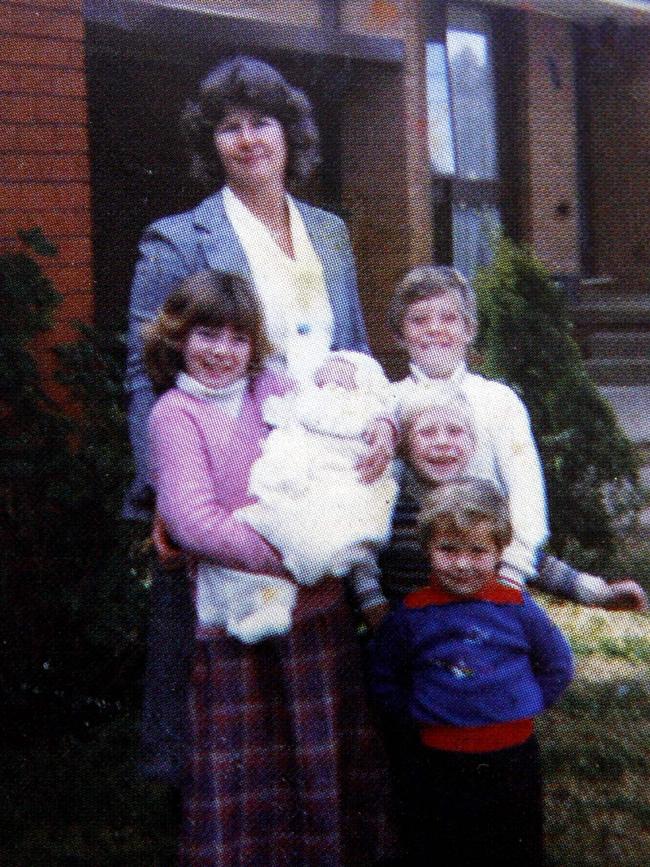 The Fanning family outside their home in Penrith, Sydney. “Rachel is holding me, while Sean, Edward and Peter are nicely lined up in front of Mum.”