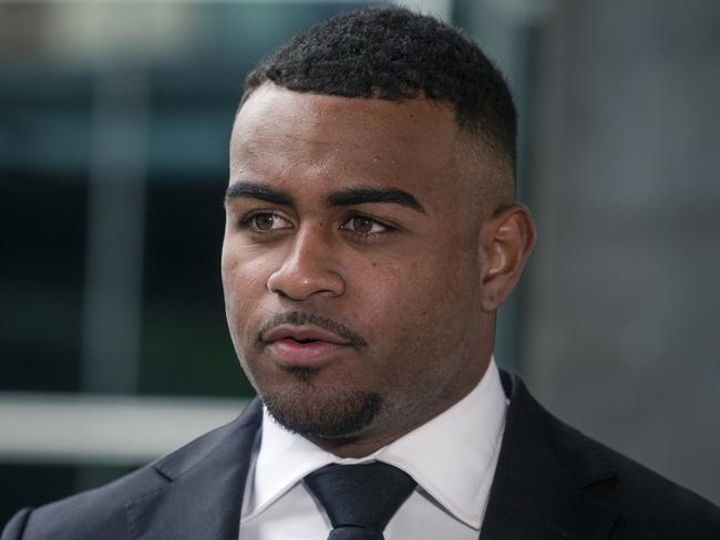 BRISBANE, AUSTRALIA - NewsWire Photos - DECEMBER 16, 2024: Broncos star player Ezra Mam leaves Brisbane Magistrates Court after being sentenced.  Picture: NewsWire / Glenn Campbell