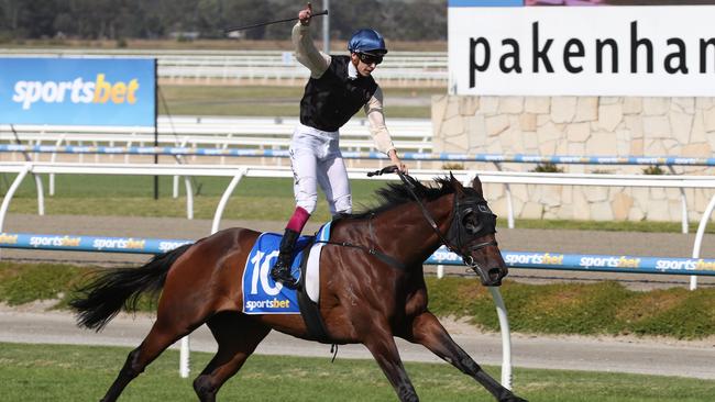 Jockey Fred Kersley was fined for his early salute on Etah James in the Pakenham Cup. Picture: AAP