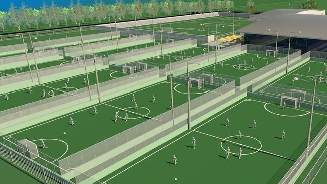 An artist’s impression of the five-a-side court complex at the Gepps Cross soccer complex. Picture: Supplied