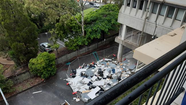 Office equipment, furniture and fittings thrown out of the old Energex building.