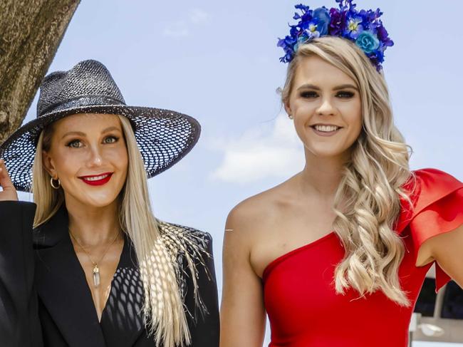 Ali Oetjen and Shayna Jack  at Doomben Racecourse for Melbourne Cup Day. Socials: Damien Anthony Rossi | Pictures: Jared Vethaak