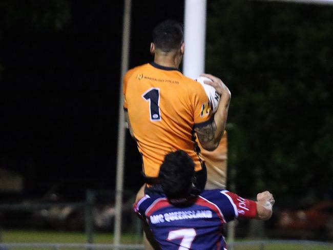 Israel Folau makes his Rugby League Gold Coast debut for Southport Tigers against defending champions Runaway Bay at Owen Park, Southport. Pic Mike Batterham