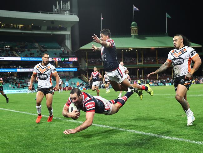 Roosters' Boyd Cordner (ball) should be a welcome return for round 11. Picture. Phil Hillyard