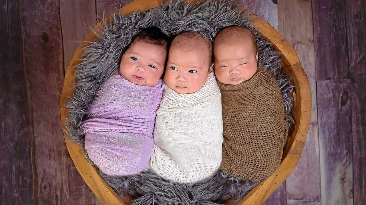 Triplets Gia Worlshim McKim, 1.5kg, Illea Harry McKim, 1.7kg and  Taige Tamana McKim, 1.2kg, were born on January 14 to proud parents Samara McDonald and Uram Kim.