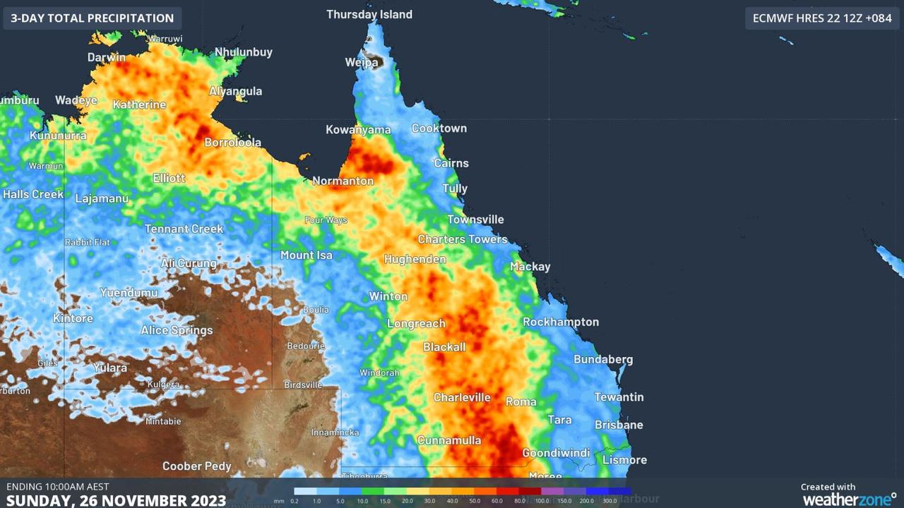 Coastal Queensland is facing days of rain. Picture : Supplied/ WeaterhZone.