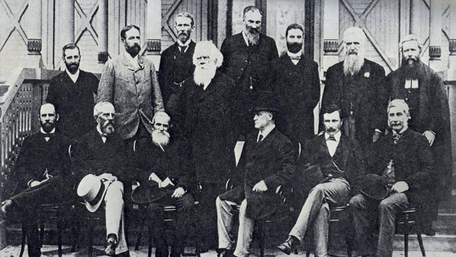 Clark, standing far left, at the federation conference in 1890.