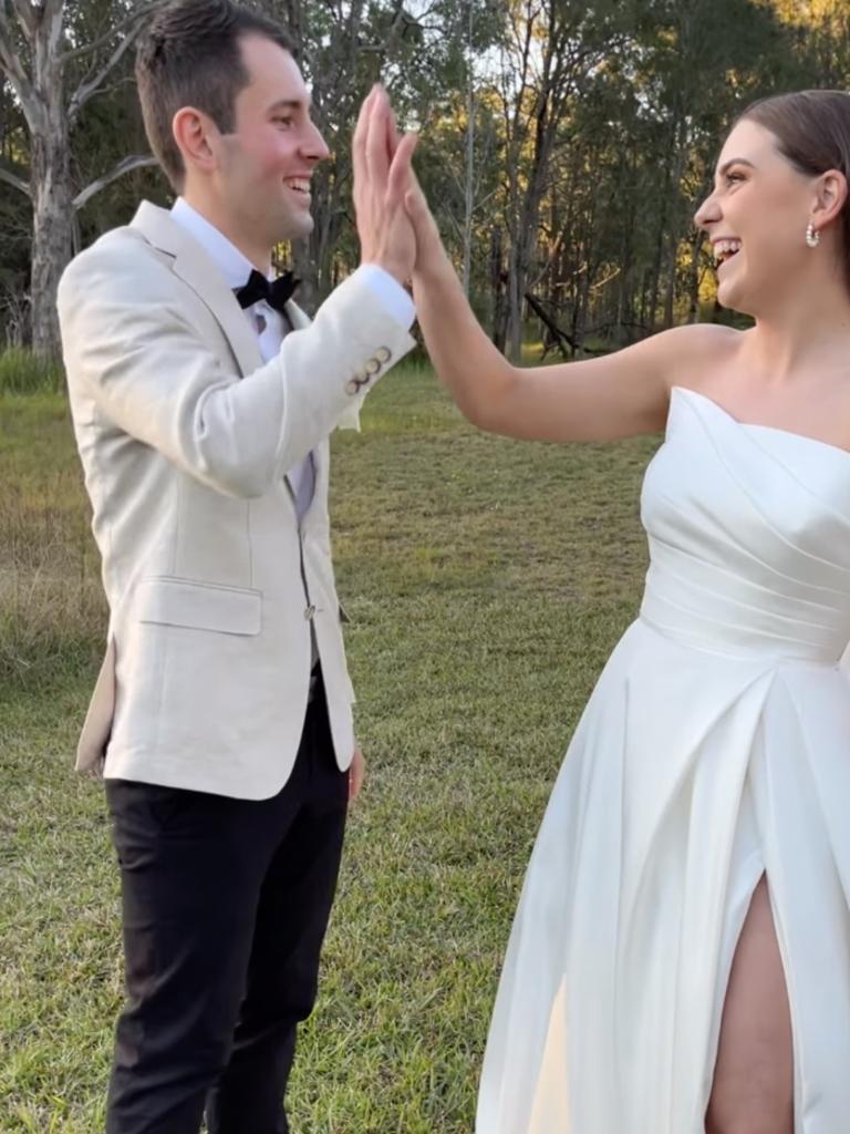 Bride and groom Mitchell Gaffney and Madeleine Edsell at their wedding at Wandin Valley Estate. Picture: Instagram