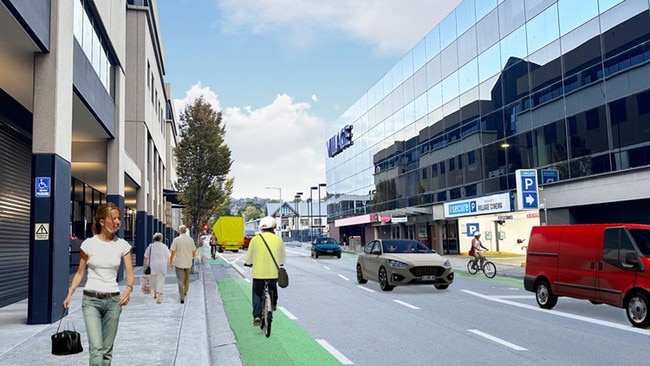 Concept design of Collins St bike lane trial. Picture: Hobart City Council