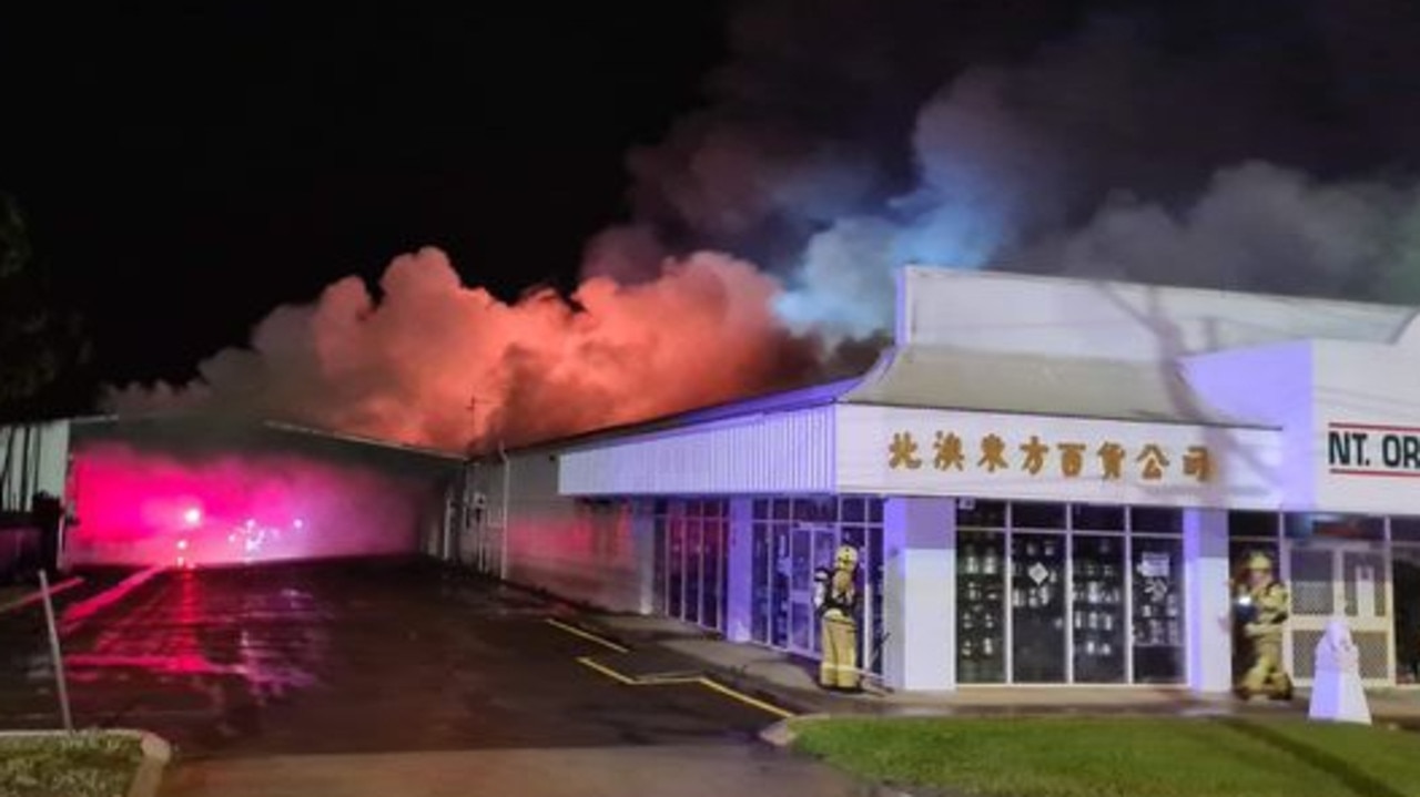 NT Oriental Emporium was engulfed in flames. Picture: SUPPLIED