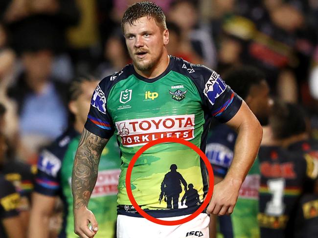 The Canberra Raiders have come under fire for allegedly using a stock image of a US soldier on their Anzac jersey last year. Picture: Getty