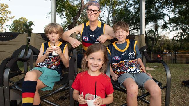 Gemma Davey, Callum Davey, Harrison Davey and Greg Davey at the Gold Coast Suns match vs Adelaide Crows at TIO Stadium. Picture: Pema Tamang Pakhrin