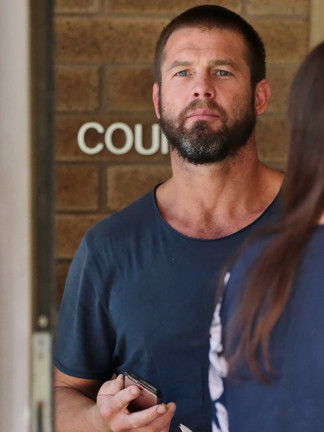 Ben Cousins outside Armadale Magistrates’ Court in WA after pleading guilty to breaching a violence restraining order. Picture: Danella Bevis