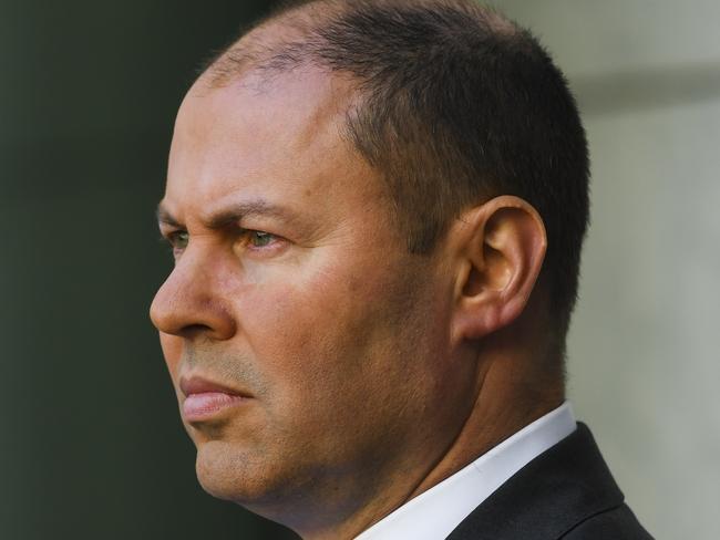 Australian Treasurer Josh Frydenberg speaks during a press conference at Parliament House in Canberra, Thursday, June 18, 2020. (AAP Image/Lukas Coch) NO ARCHIVING
