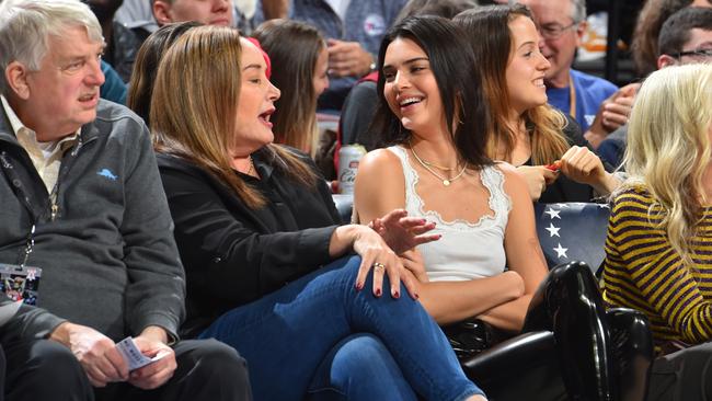 Kendall Jenner was spotted chatting with Ben Simmons’ mum Julie on the sidelines at his game. Picture: Jesse D. Garrabrant/NBAE via Getty Images/AFP