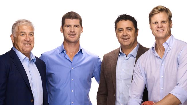 Gerard Healy with his <i>On the Couch </i>co-hosts, Jonathon Brown, Garry Lyon and Nick Riewoldt.