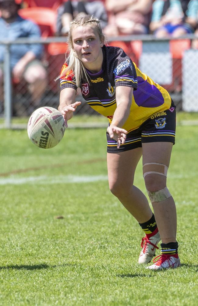 Courtney-Lee Nolan for Gatton. TRL Womens open final Gatton vs Newtown. Thursday, September 15, 2022. Picture: Nev Madsen.