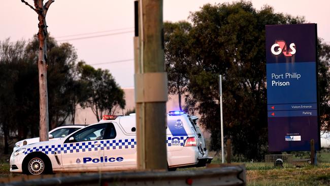 Emergency services at Port Phillip prison. Picture: Nicole Garmston