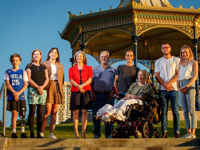 The most inspiring South Australians for 2020, Cooper Spillane, Julie Ann Finney,Eloise Hall, Nicola Spurrier, John Glatz, Scott Penhall with his wife Anna, Isobel Marshall,  Brad Ebert at Elder Park on December 10, 2020. Picture by Matt Turner.