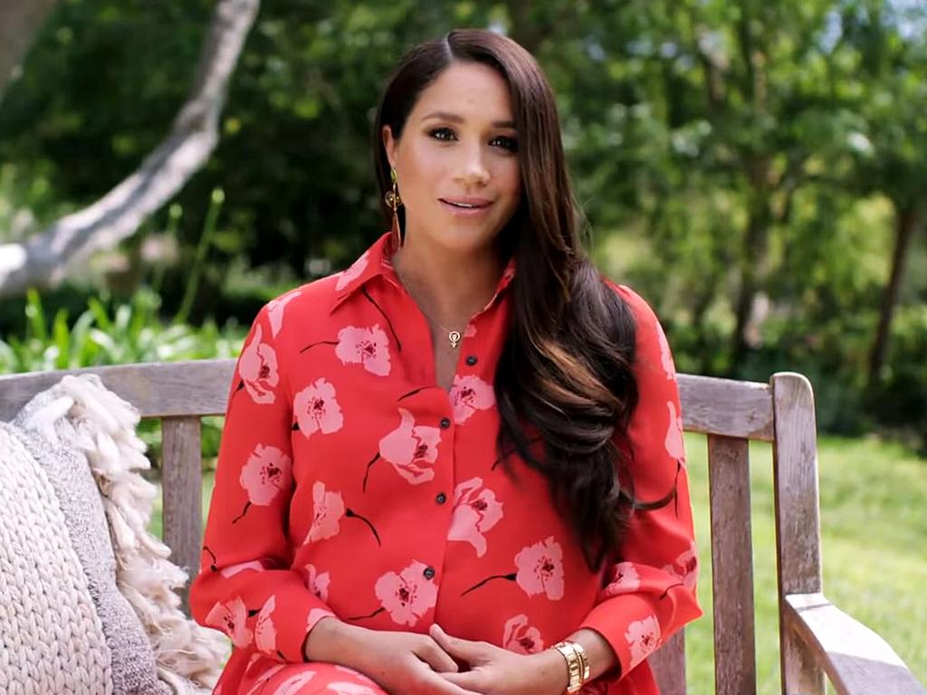 Meghan Markle seated on The Bench for her appearance during Vax Live.