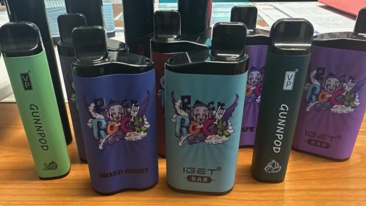 Vapes confiscated by a high school principal in Australia.