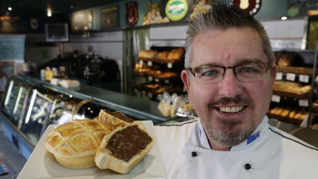 COURIER-MAIL TASTE - Pies Feature - Uncle Bob's Bakery Chunky Steak and Red Wine pie. Pic Anthony Weate