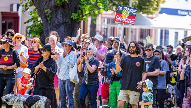 Crowds gathered at Parliament lawns on Sunday 26th January 2025 for an invasion day march. Picture: Linda Higginson