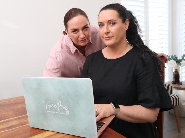 Three Peas Marketing owners Kate Robinson and Elisha Salkeld. Picture: Glenn Hampson.