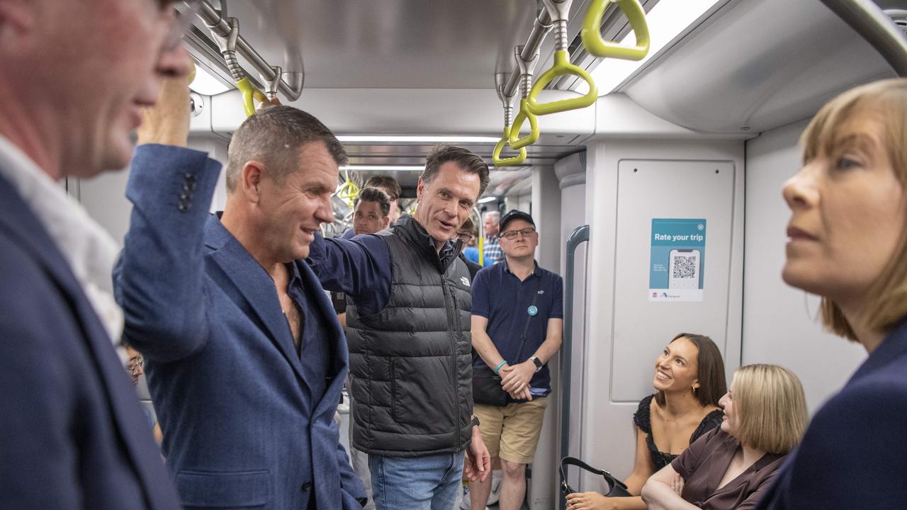 NSW Premier Chris Minns takes the Metro from Barangaroo to Martin Place on the Metro’s weekend opening. Picture: NewsWire / Simon Bullard.