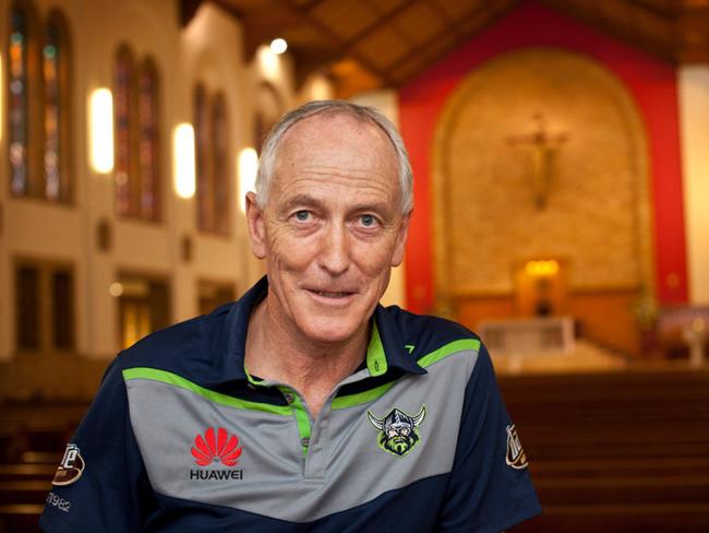 Canberra Cathoilic Mosingor and Raiders fan John Woods, blessed his team in the 1989 grand final, and maybe even helped give them some divine intervention. Picture: Courtesy The Catholic Voice