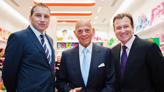 Smiggle boss John Cheston, Premier Investments chairman Solomon Lew and then Premier Investments CEO Mark McInnes.